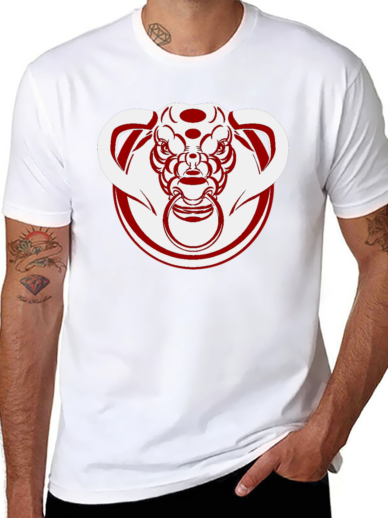 Unique Bull Head Graphic Tee - Black Cotton