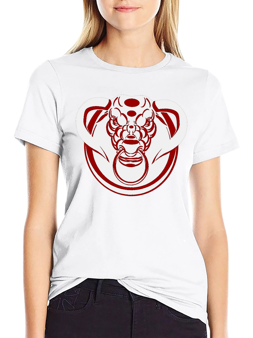 Unique Bull Head Graphic Tee - Black Cotton