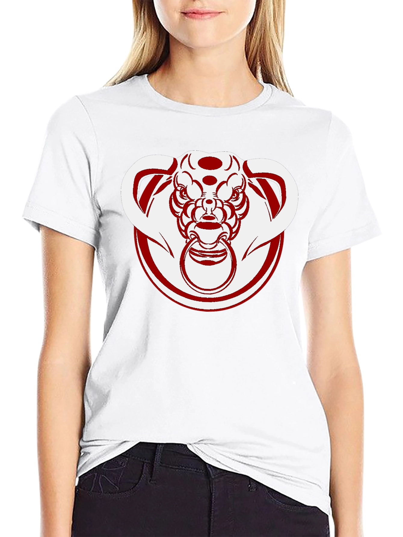Unique Bull Head Graphic Tee - Black Cotton