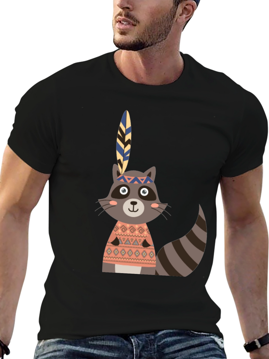 Tribal Raccoon T-Shirt - Cute Graphic Tee
