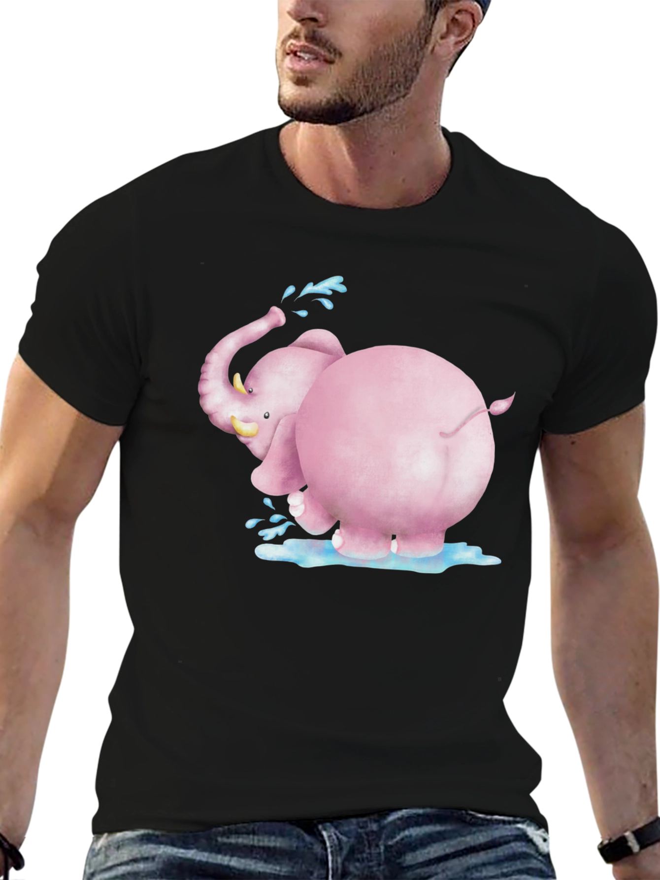 Pink Elephant Graphic Tee - Fun & Unique Design