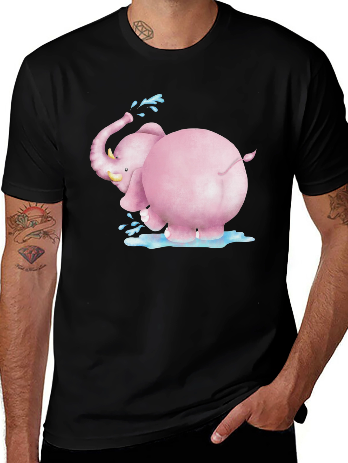 Pink Elephant Graphic Tee - Fun & Unique Design