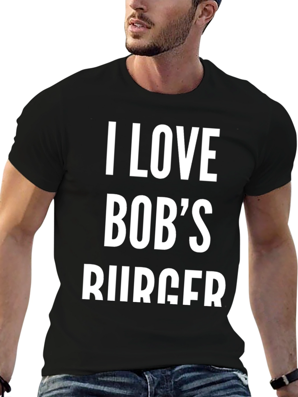 I Love Bobs Burger T-Shirt - Black Cotton Blend