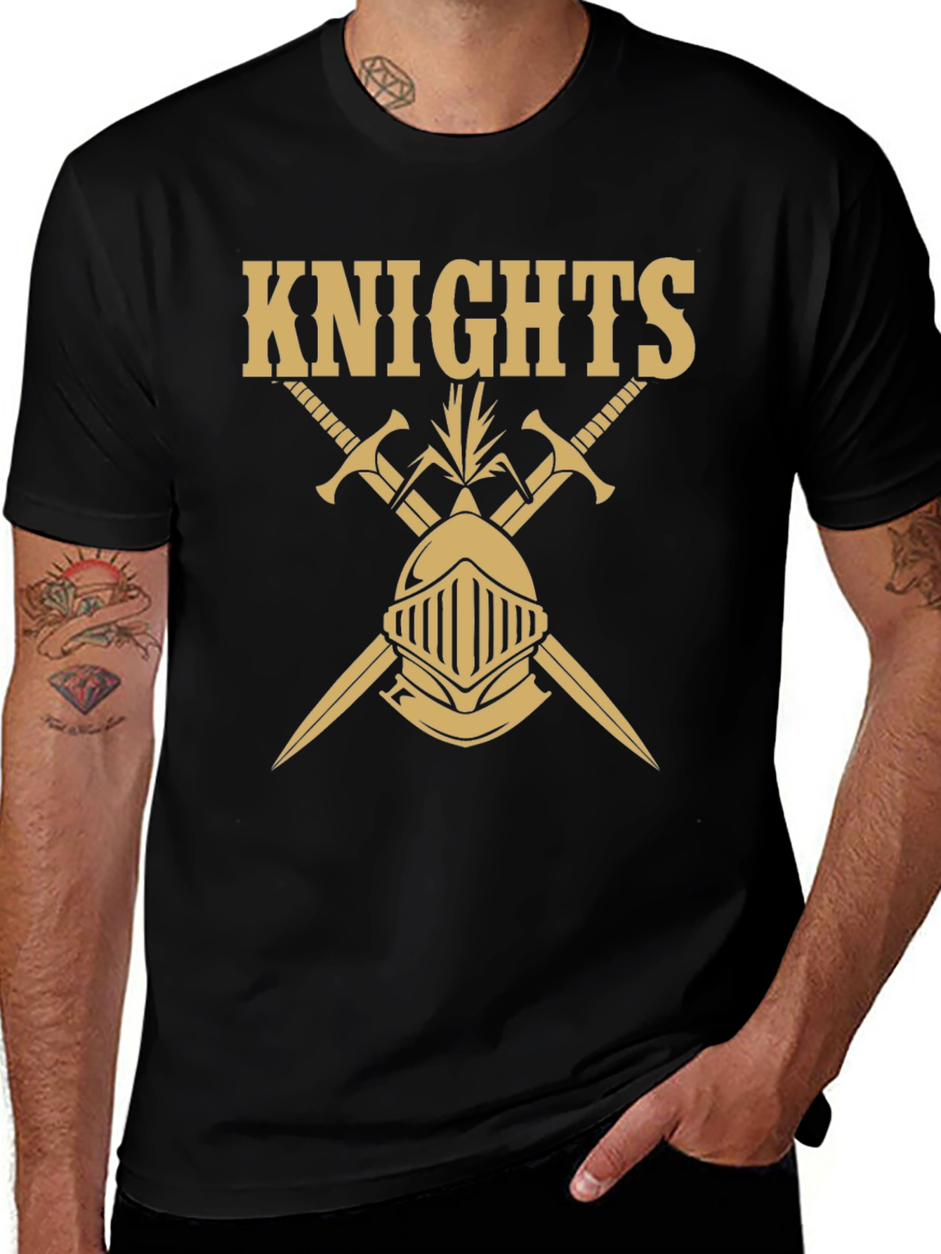Knights Graphic Tee - Black Cotton T-Shirt