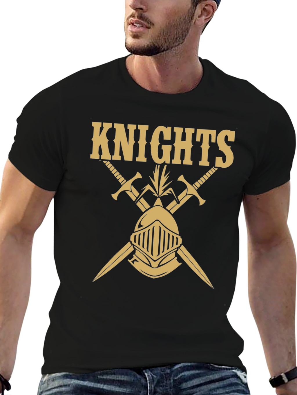 Knights Graphic Tee - Black Cotton T-Shirt