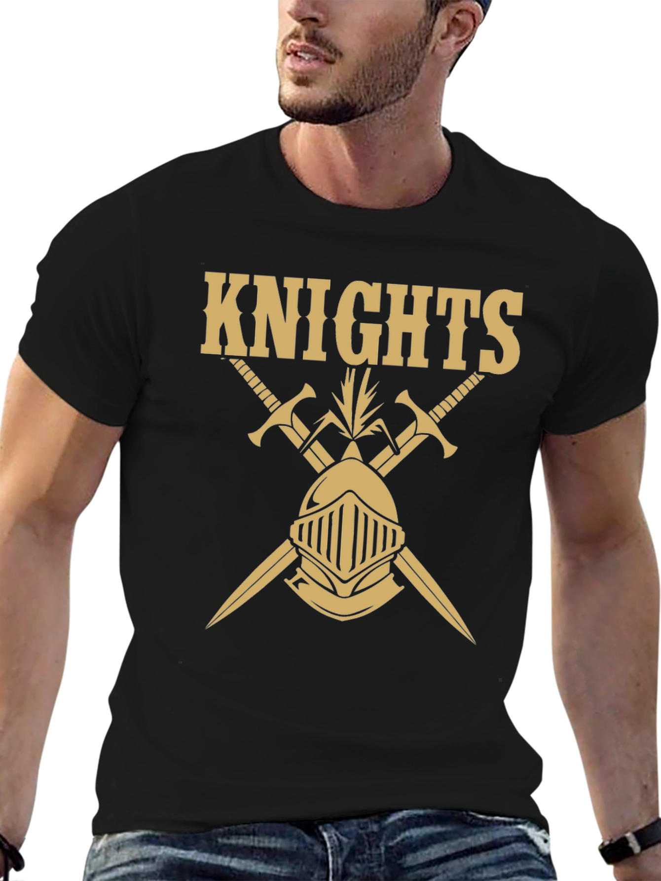 Knights Graphic Tee - Black Cotton T-Shirt