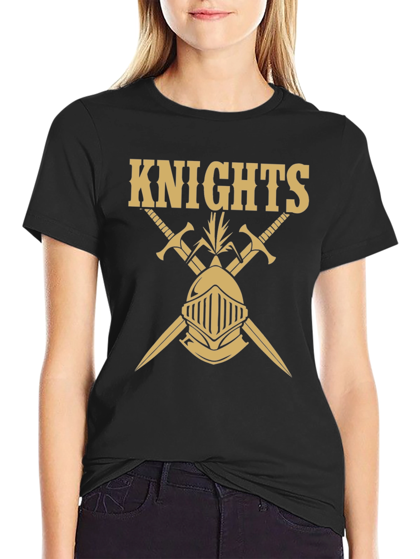Knights Graphic Tee - Black Cotton T-Shirt