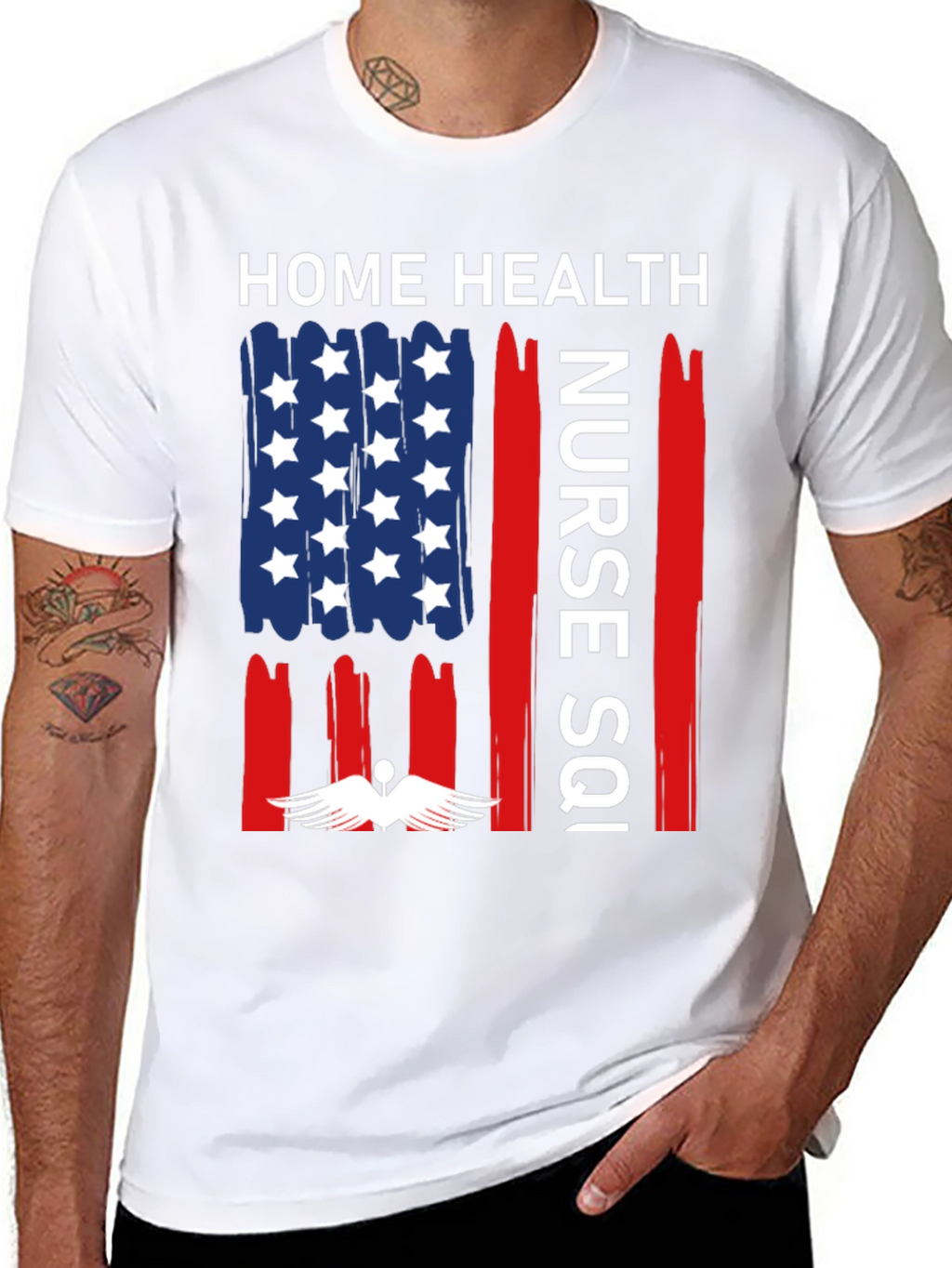 Home Health Nurse T-Shirt - Patriotic Design