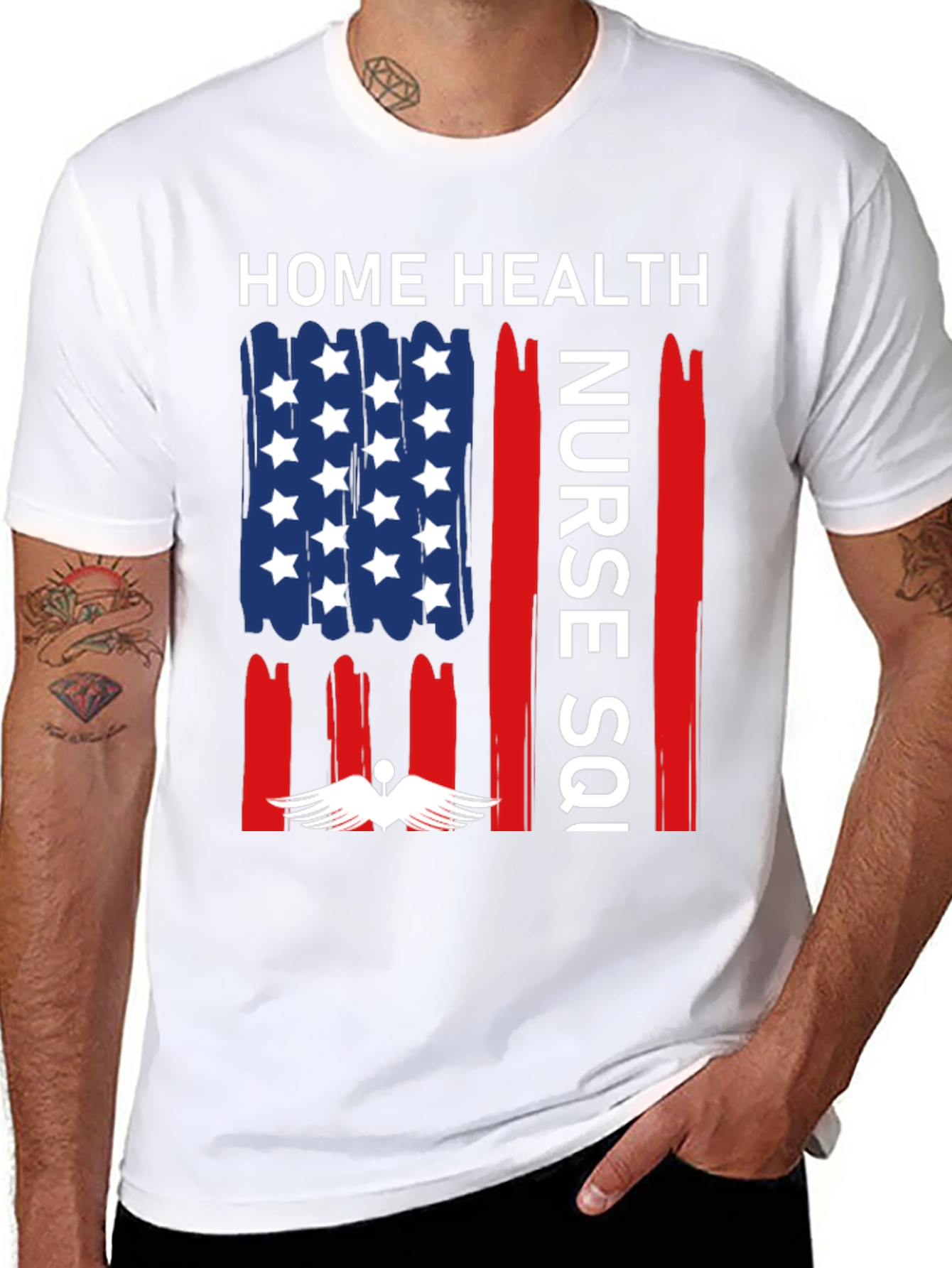 Home Health Nurse T-Shirt - Patriotic Design