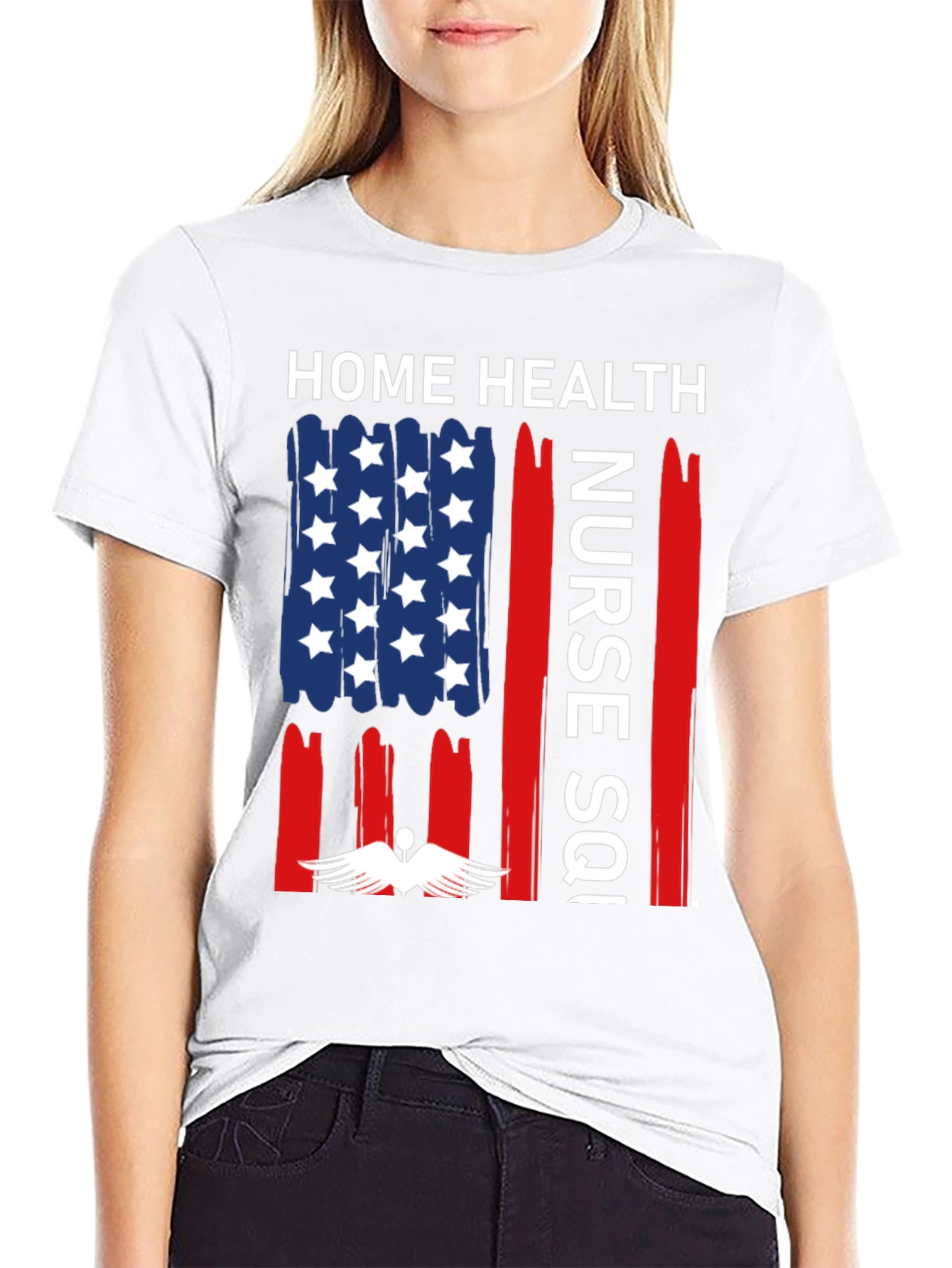Home Health Nurse T-Shirt - Patriotic Design