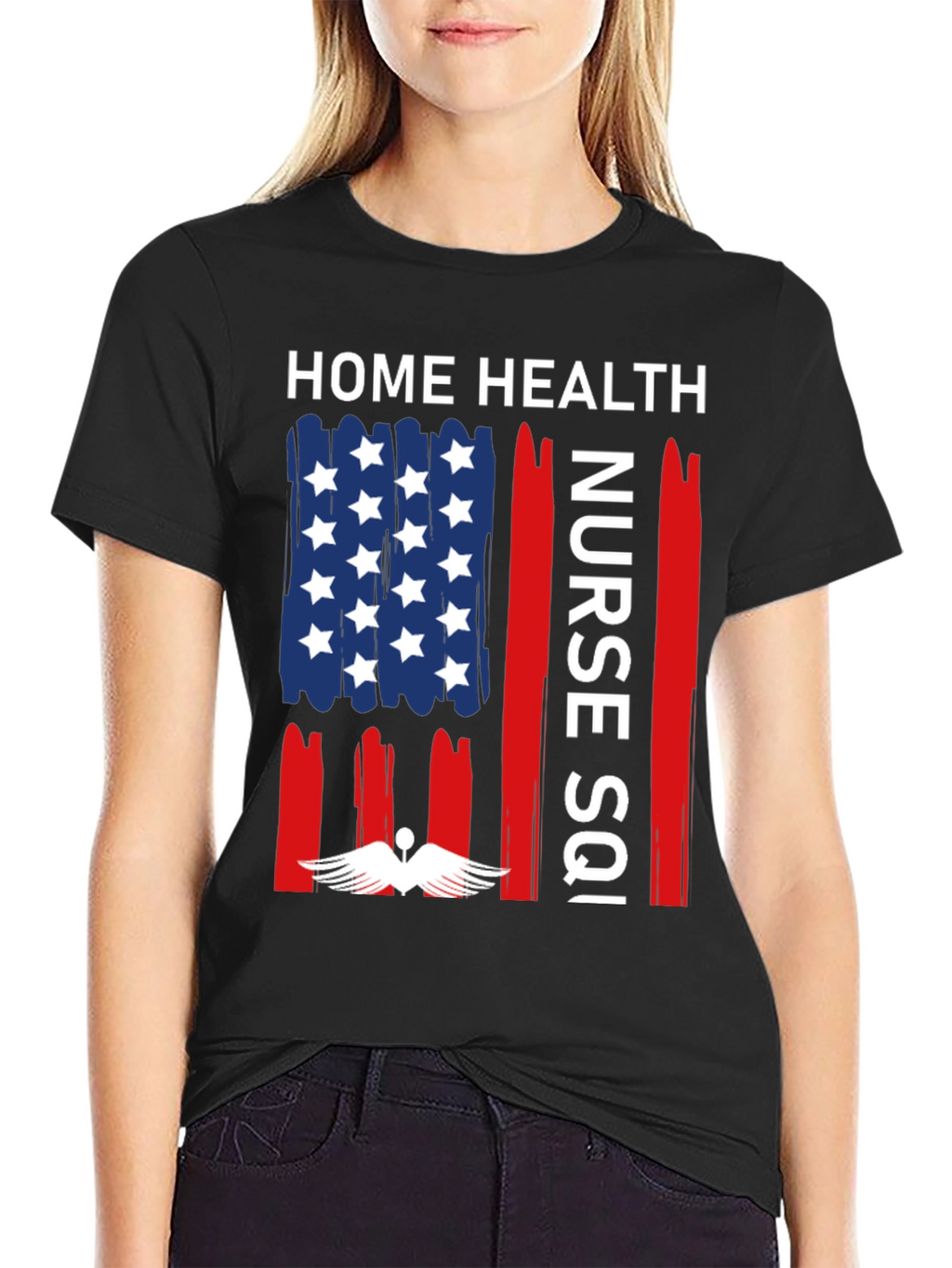 Home Health Nurse T-Shirt - Patriotic Design