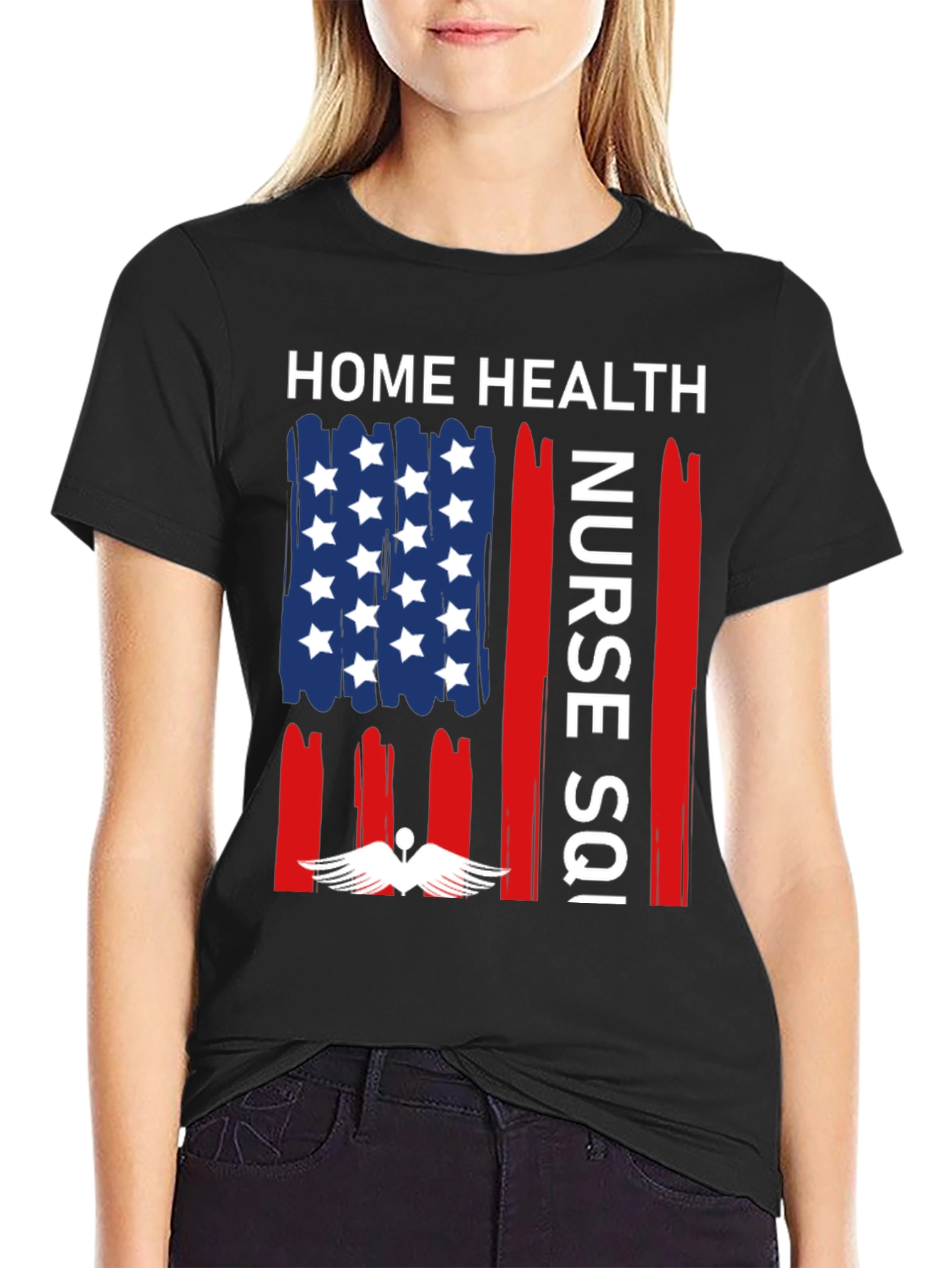 Home Health Nurse T-Shirt - Patriotic Design