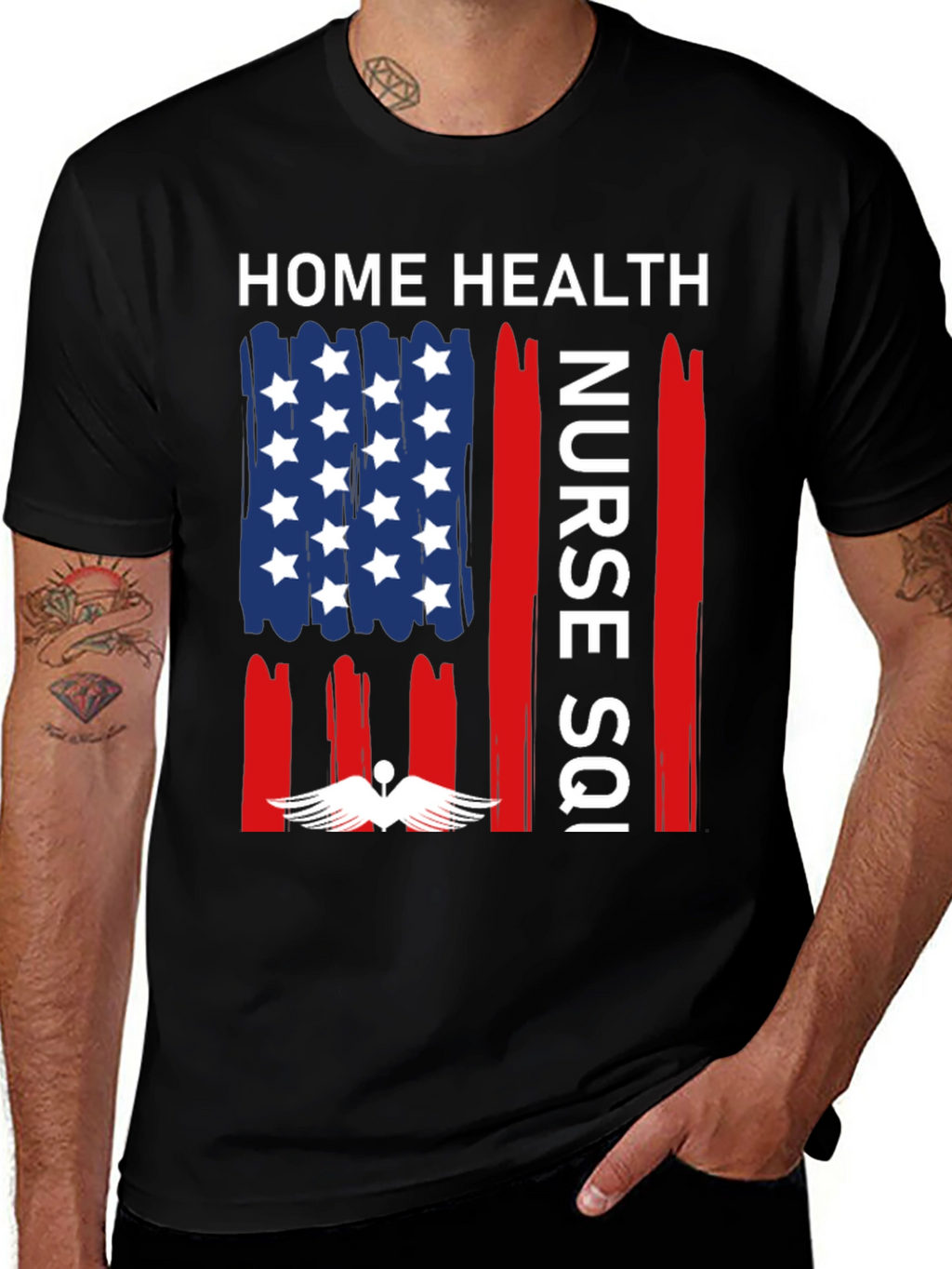 Home Health Nurse T-Shirt - Patriotic Design