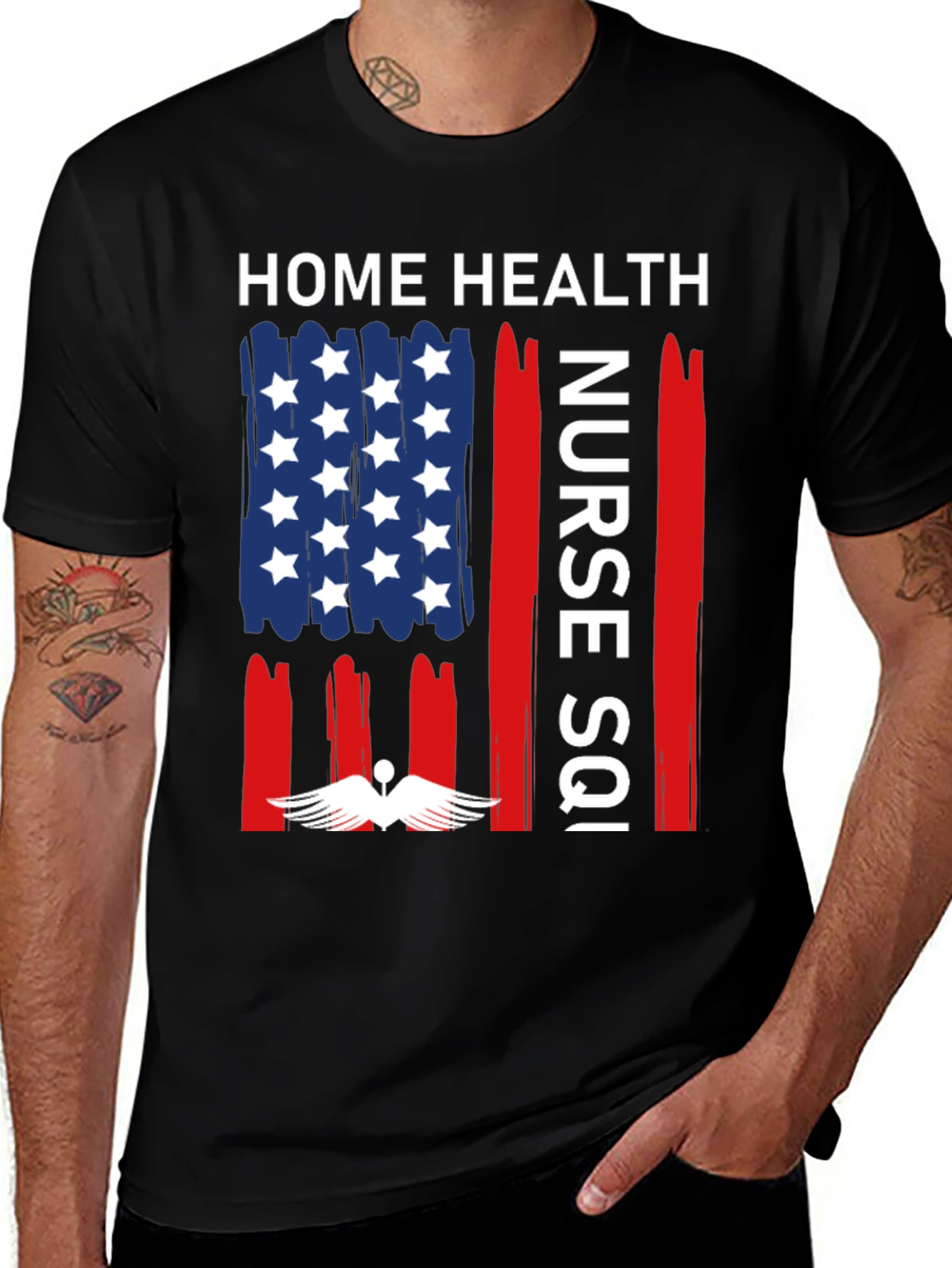 Home Health Nurse T-Shirt - Patriotic Design