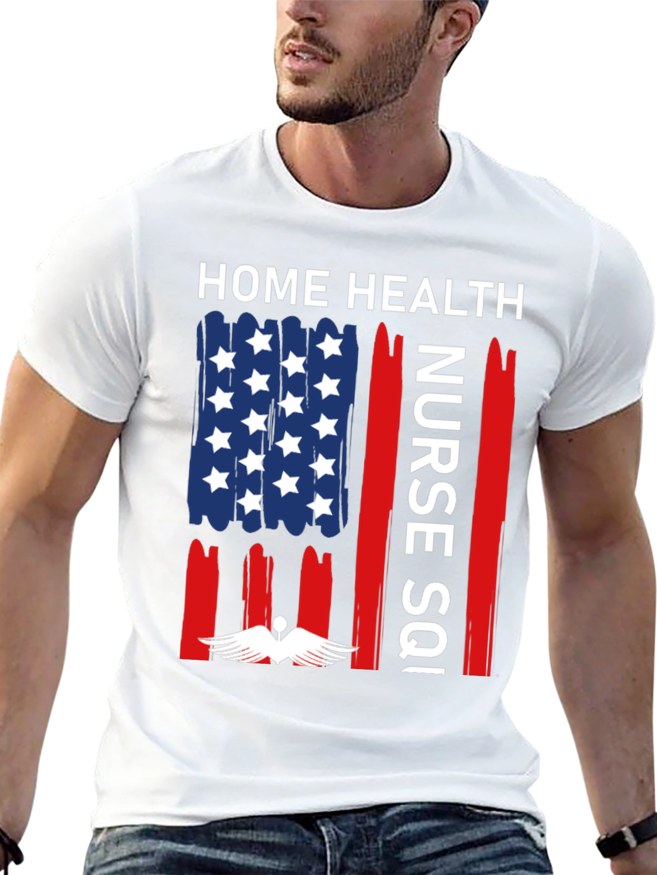 Home Health Nurse T-Shirt - Patriotic Design