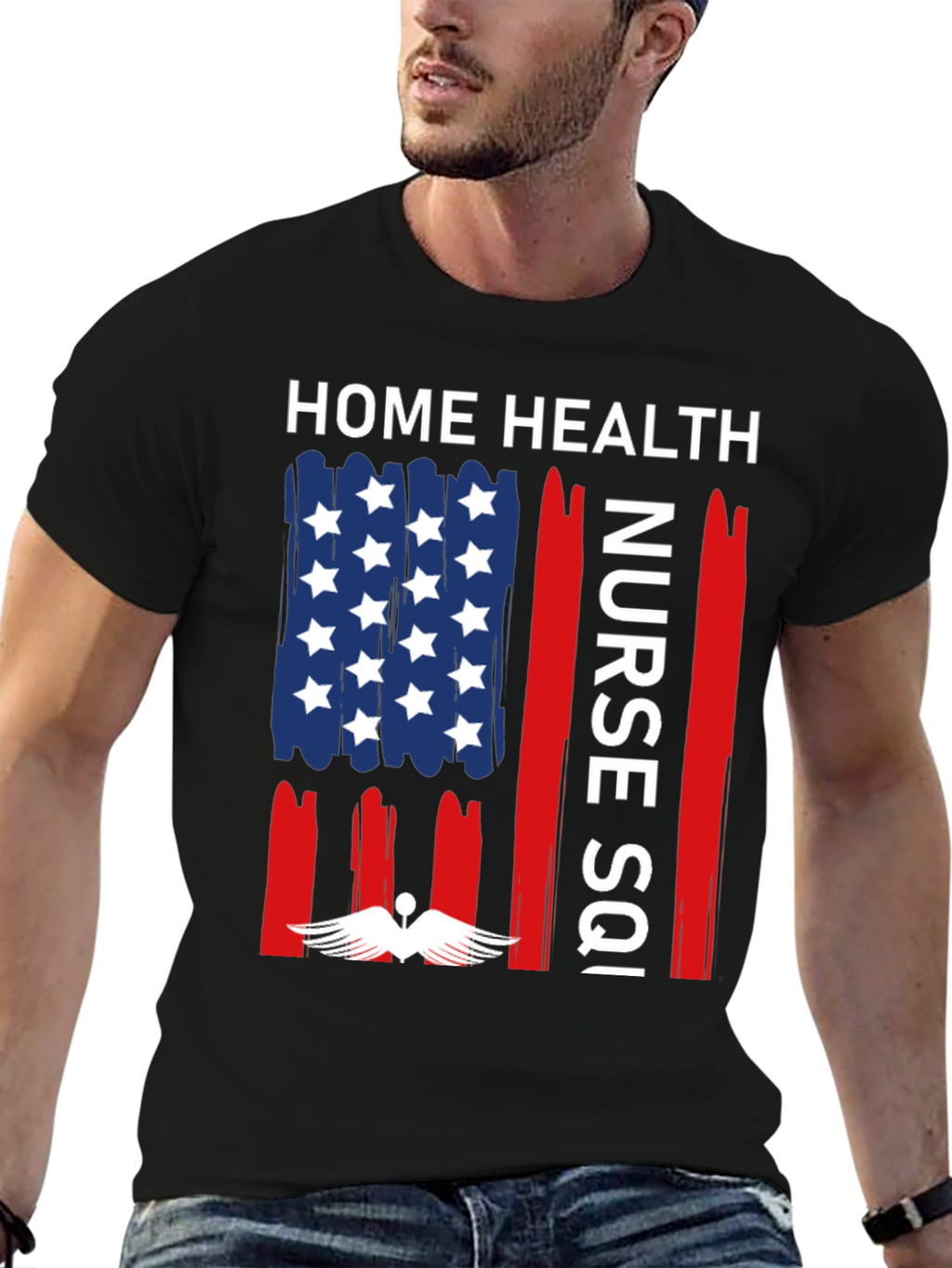Home Health Nurse T-Shirt - Patriotic Design
