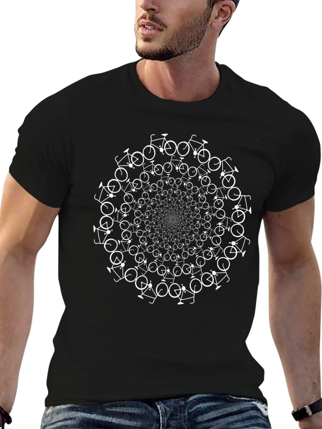 Bike Mandala Graphic Tee - Black Cotton T-Shirt