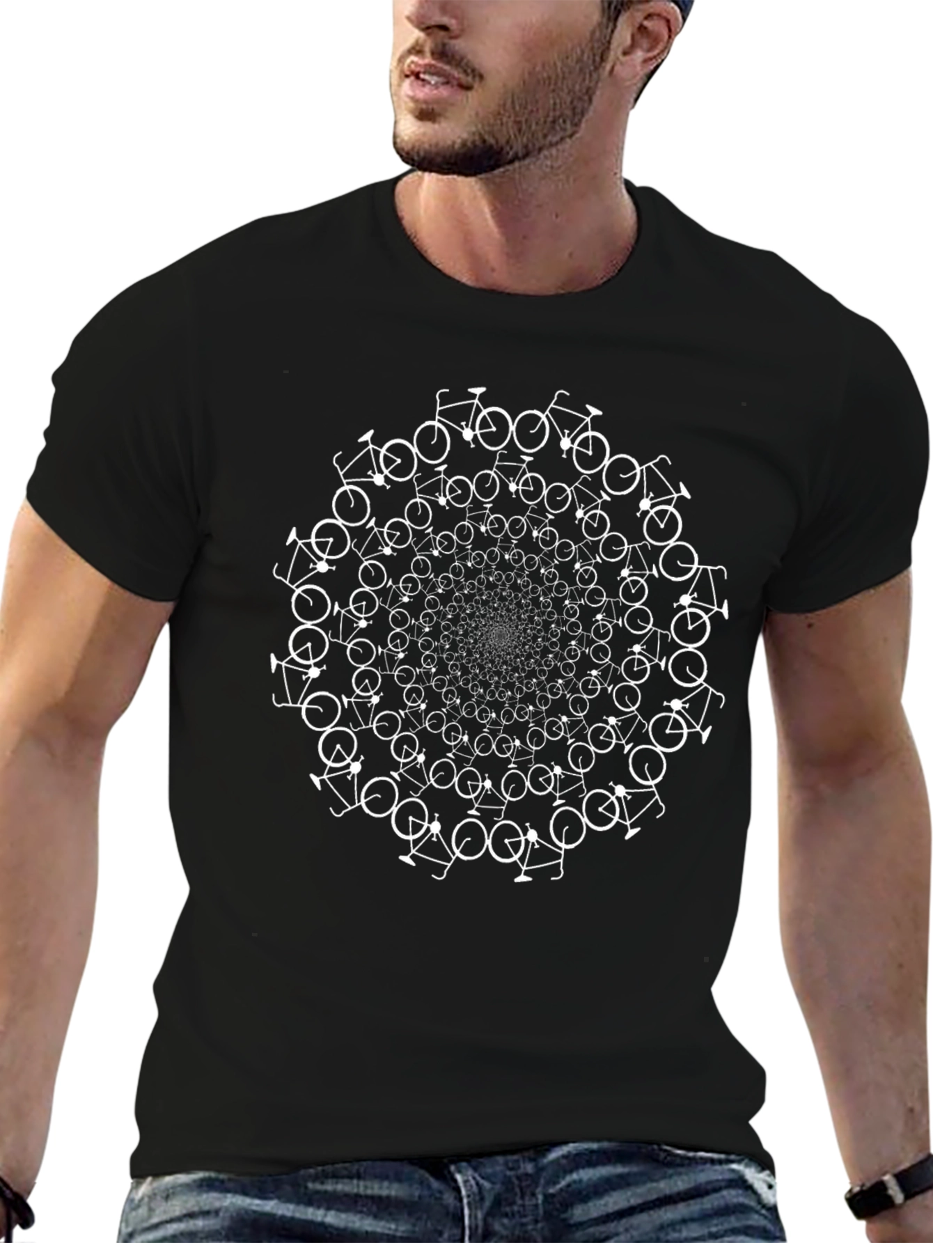 Bike Mandala Graphic Tee - Black Cotton T-Shirt