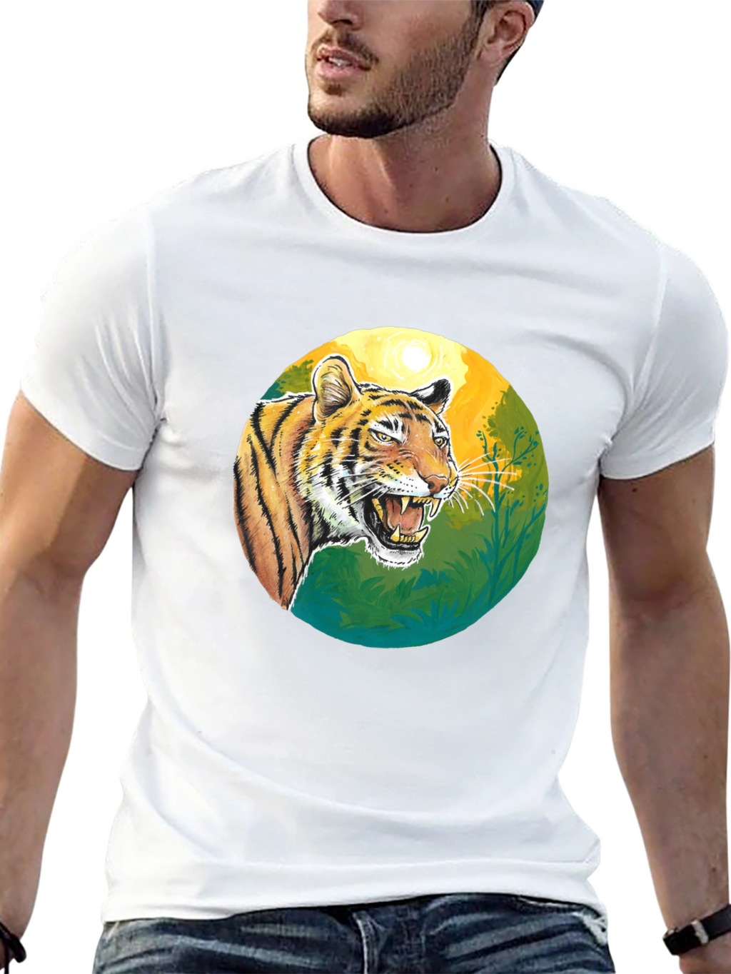 Roaring Tiger Graphic Tee - Black Cotton T-Shirt
