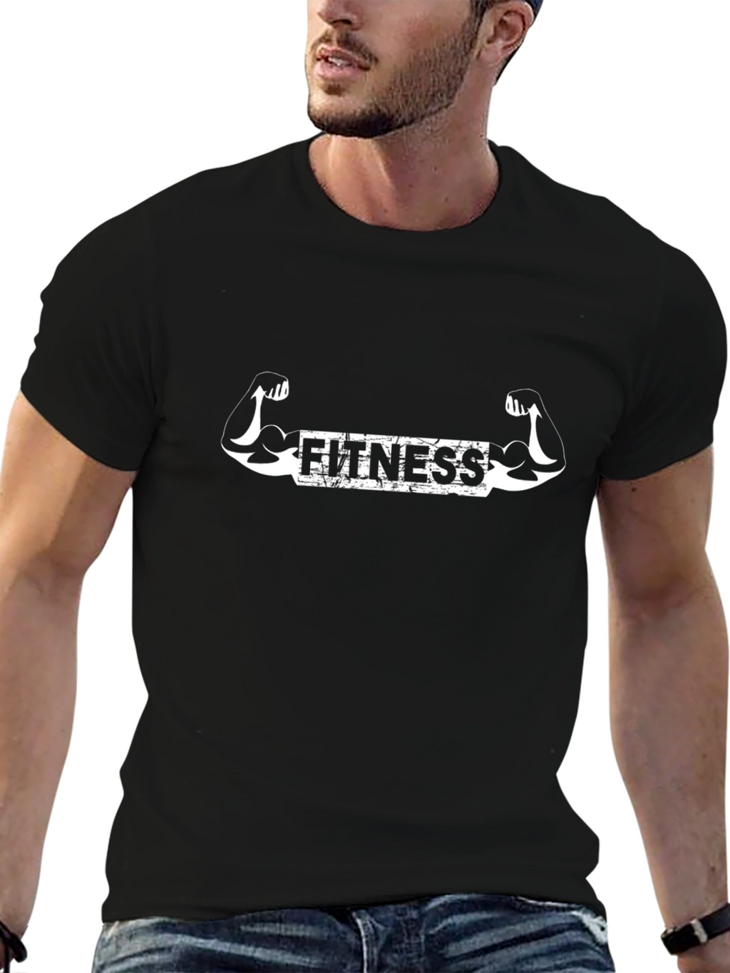Fitness Graphic Print Tee - Black