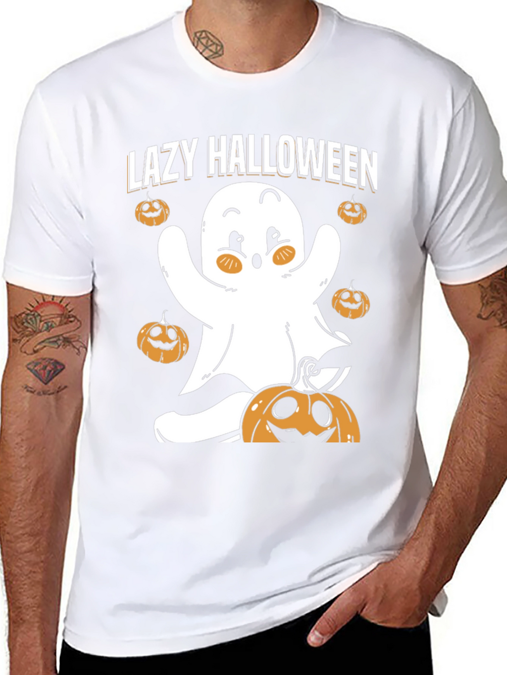 Lazy Halloween Ghost T-Shirt - Spooky Season
