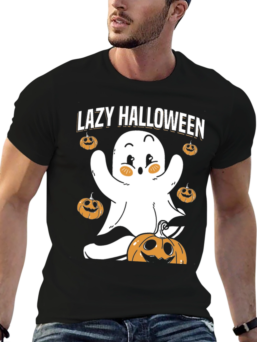 Lazy Halloween Ghost T-Shirt - Spooky Season