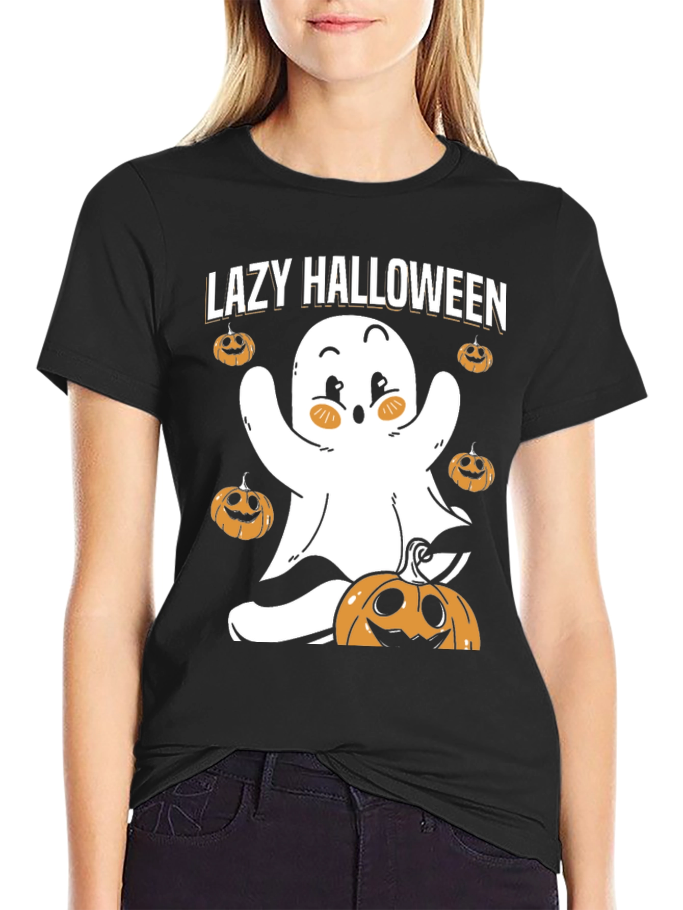 Lazy Halloween Ghost T-Shirt - Spooky Season