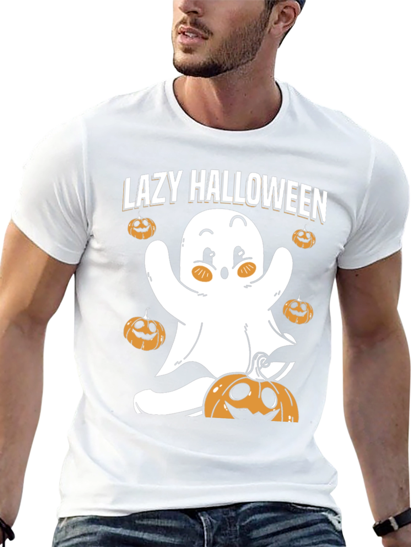 Lazy Halloween Ghost T-Shirt - Spooky Season