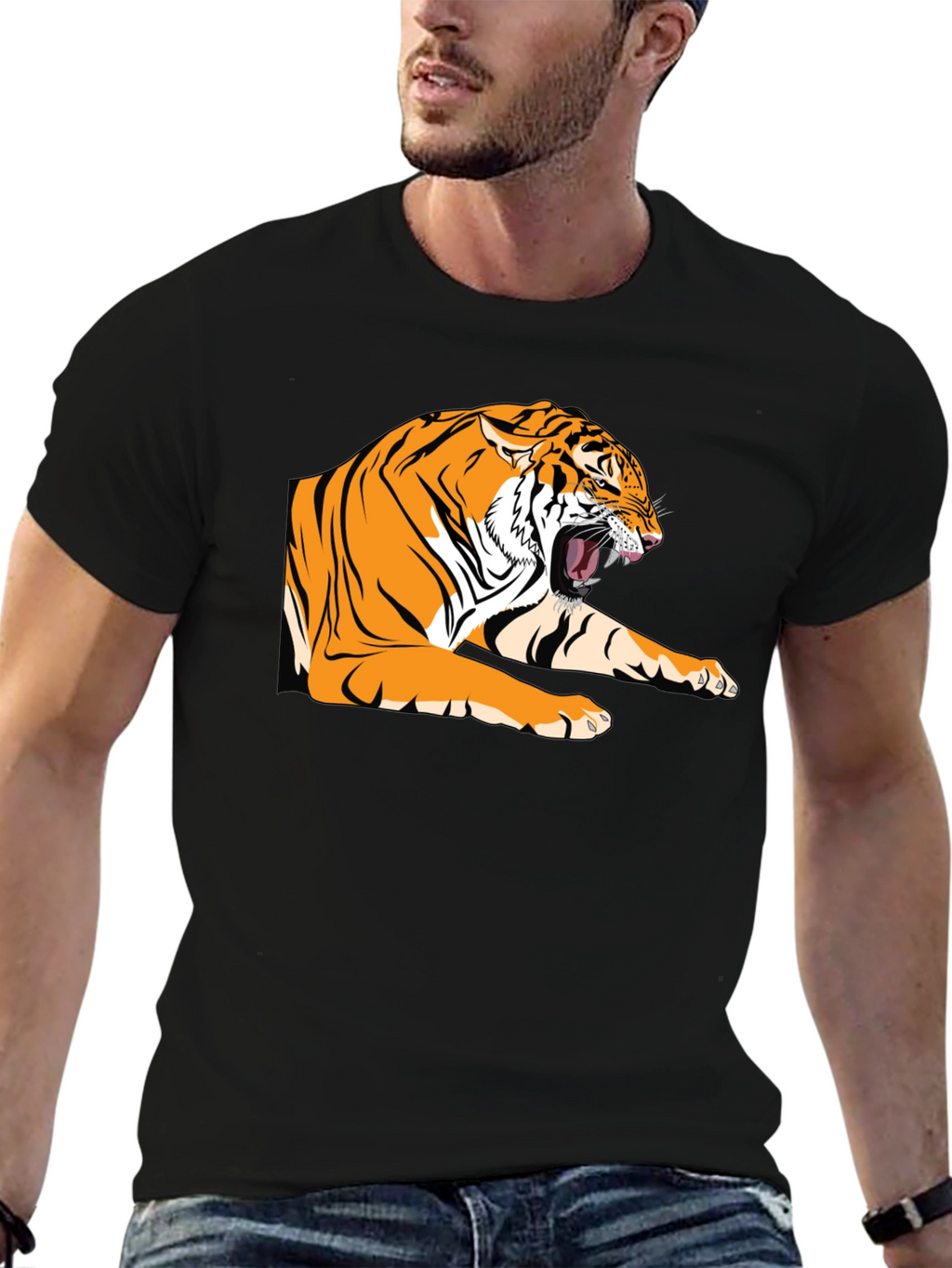 Roaring Tiger Graphic Tee - Bold Black T-Shirt