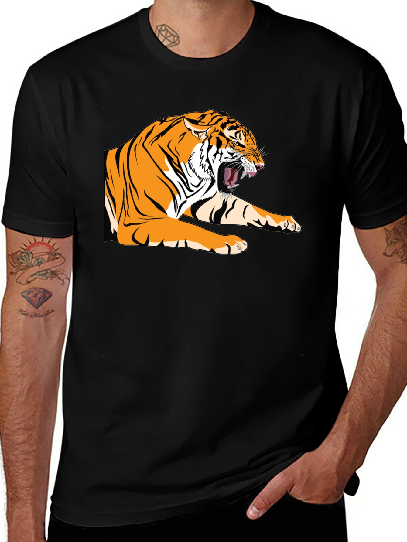 Roaring Tiger Graphic Tee - Bold Black T-Shirt