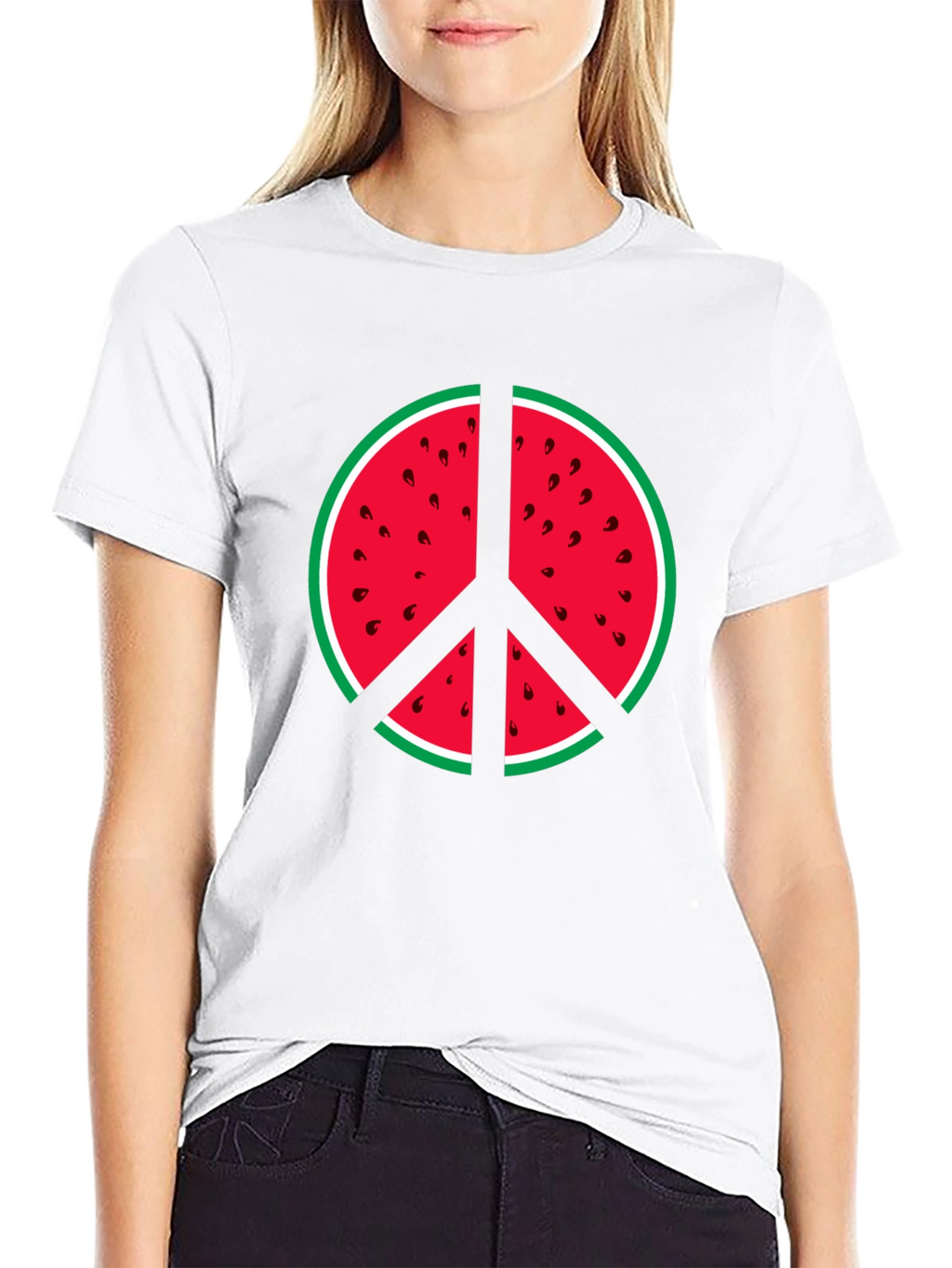 Watermelon Peace Sign Graphic Tee - Summer Vibes