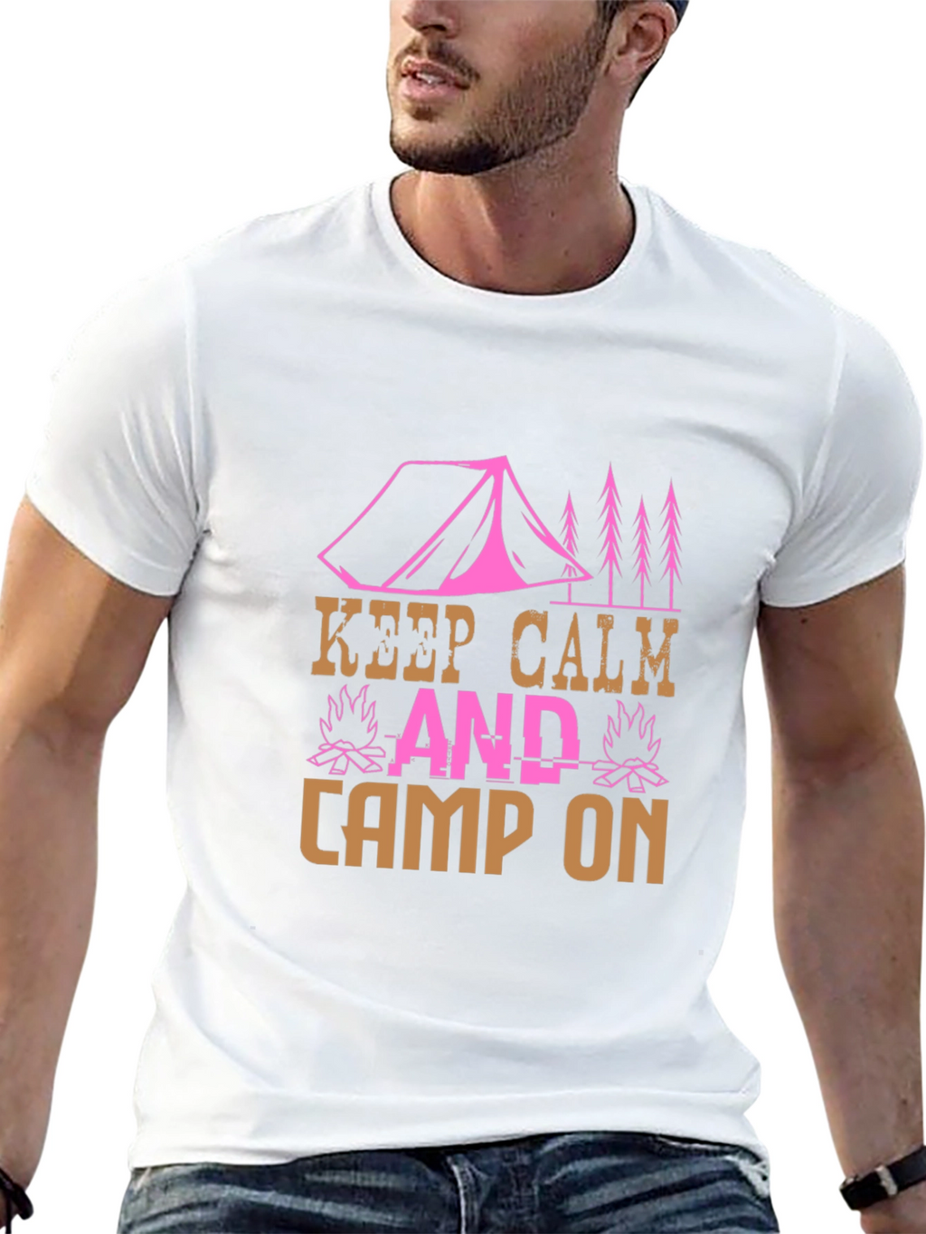Keep Calm Camp On Black Graphic Tee