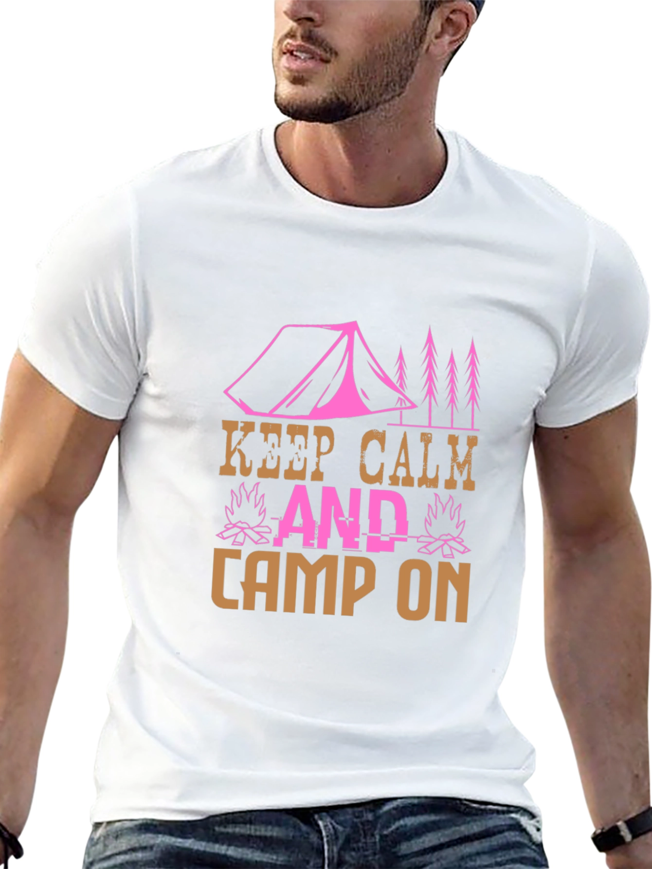 Keep Calm Camp On Black Graphic Tee