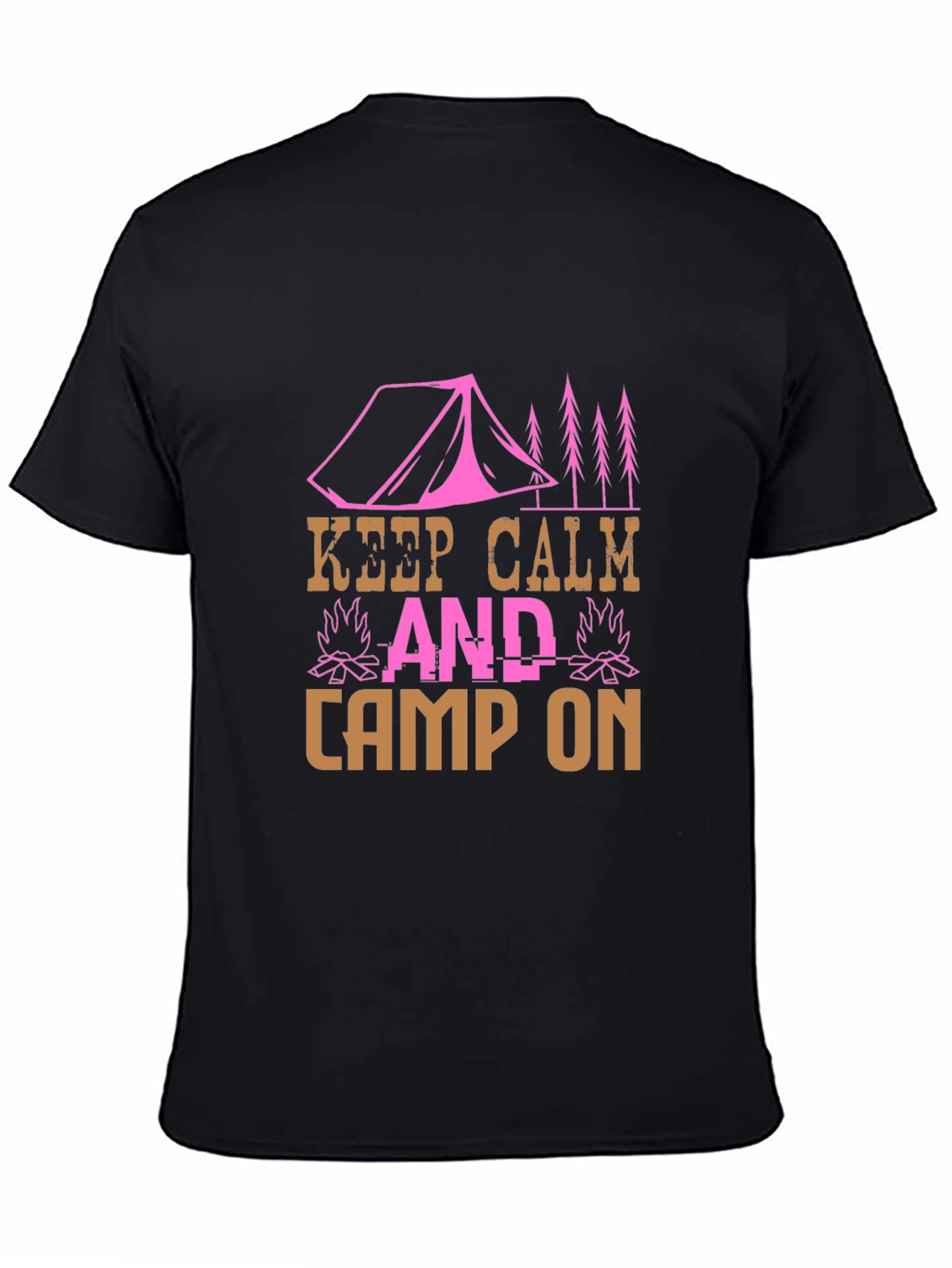 Keep Calm Camp On Black Graphic Tee
