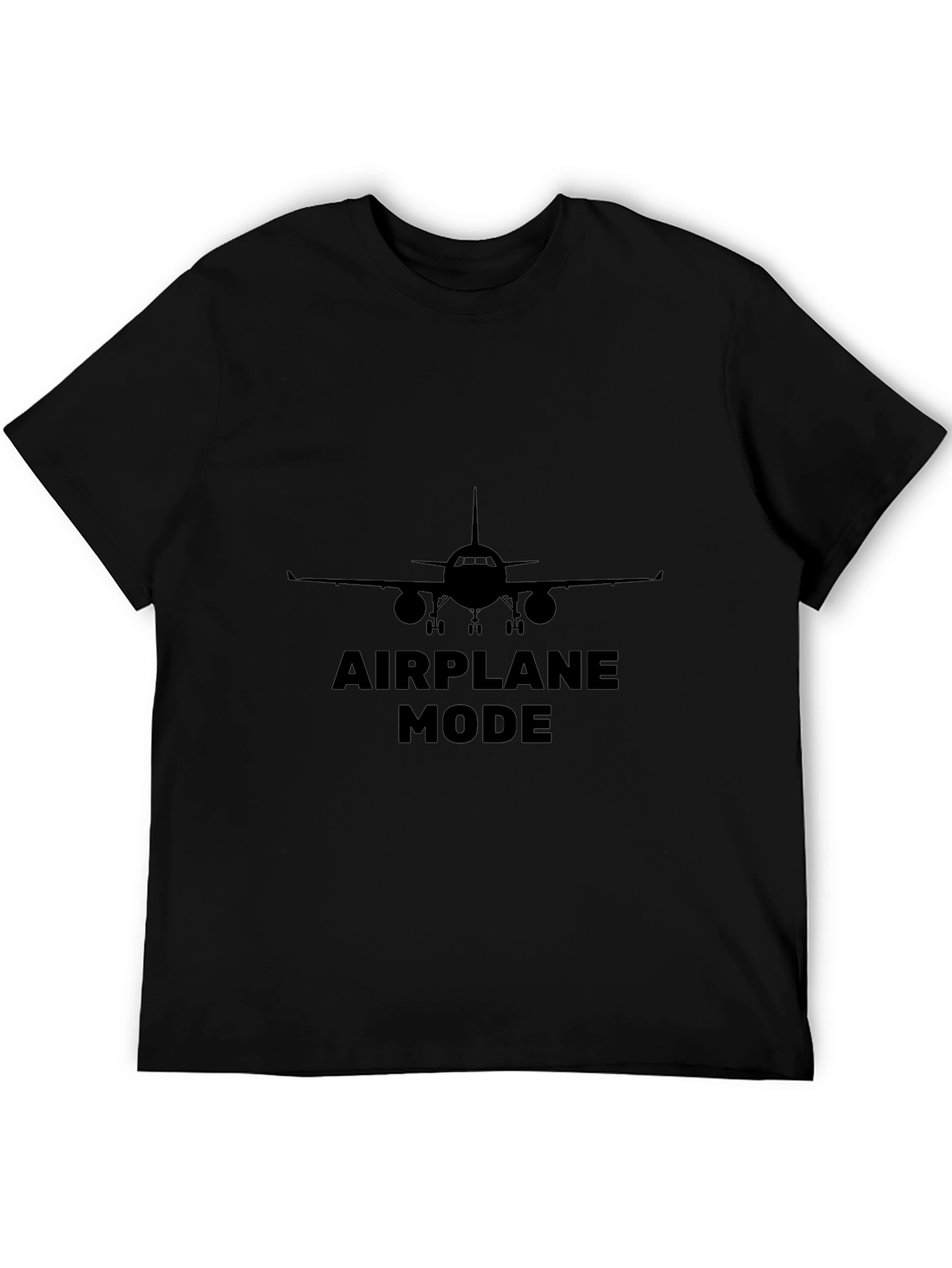 Airplane Mode Graphic Tee - Black Cotton T-Shirt