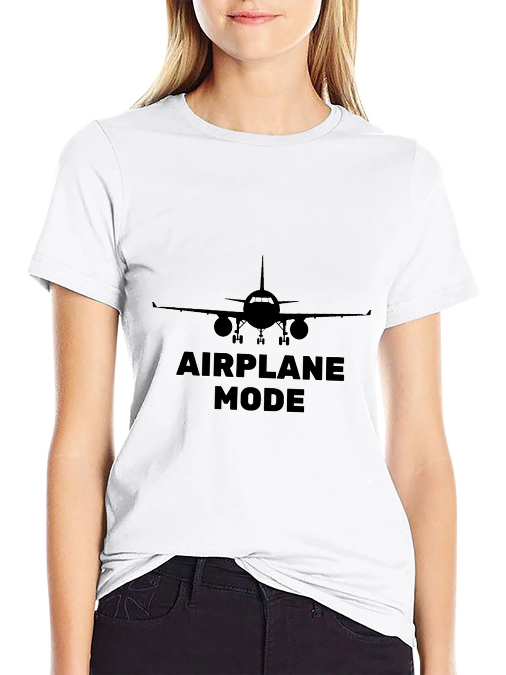 Airplane Mode Graphic Tee - Black Cotton T-Shirt