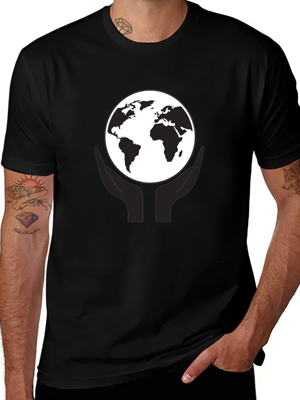 Earth In Hand Graphic Tee - Black