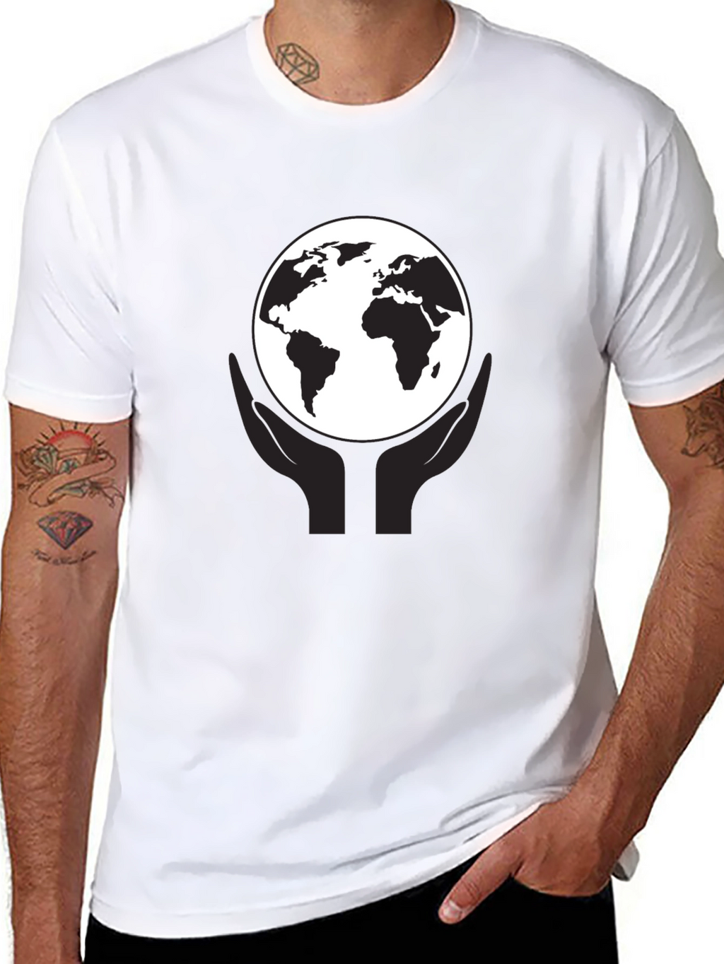 Earth In Hand Graphic Tee - Black
