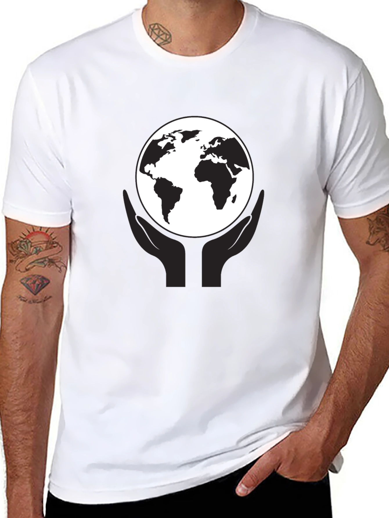 Earth In Hand Graphic Tee - Black