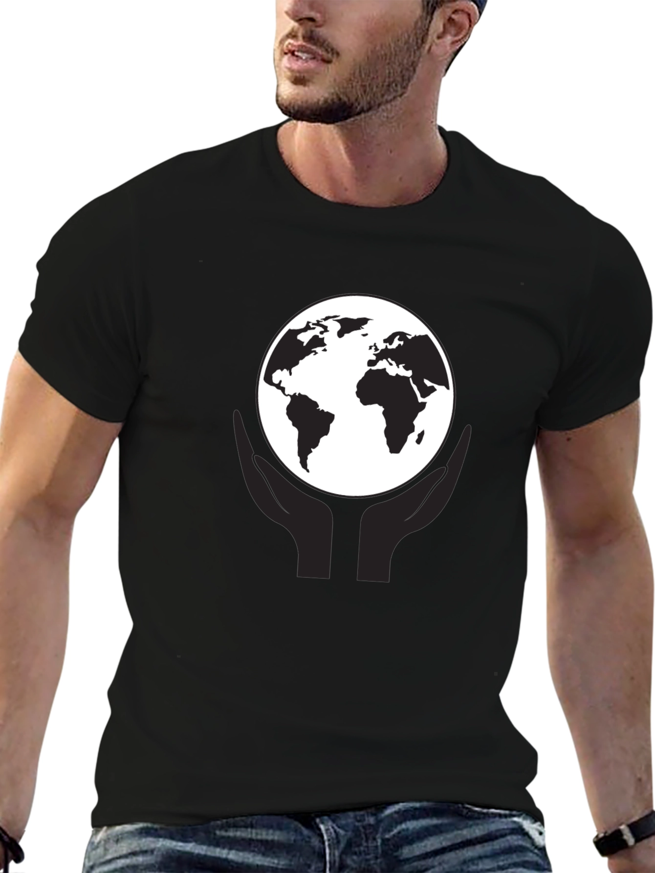 Earth In Hand Graphic Tee - Black