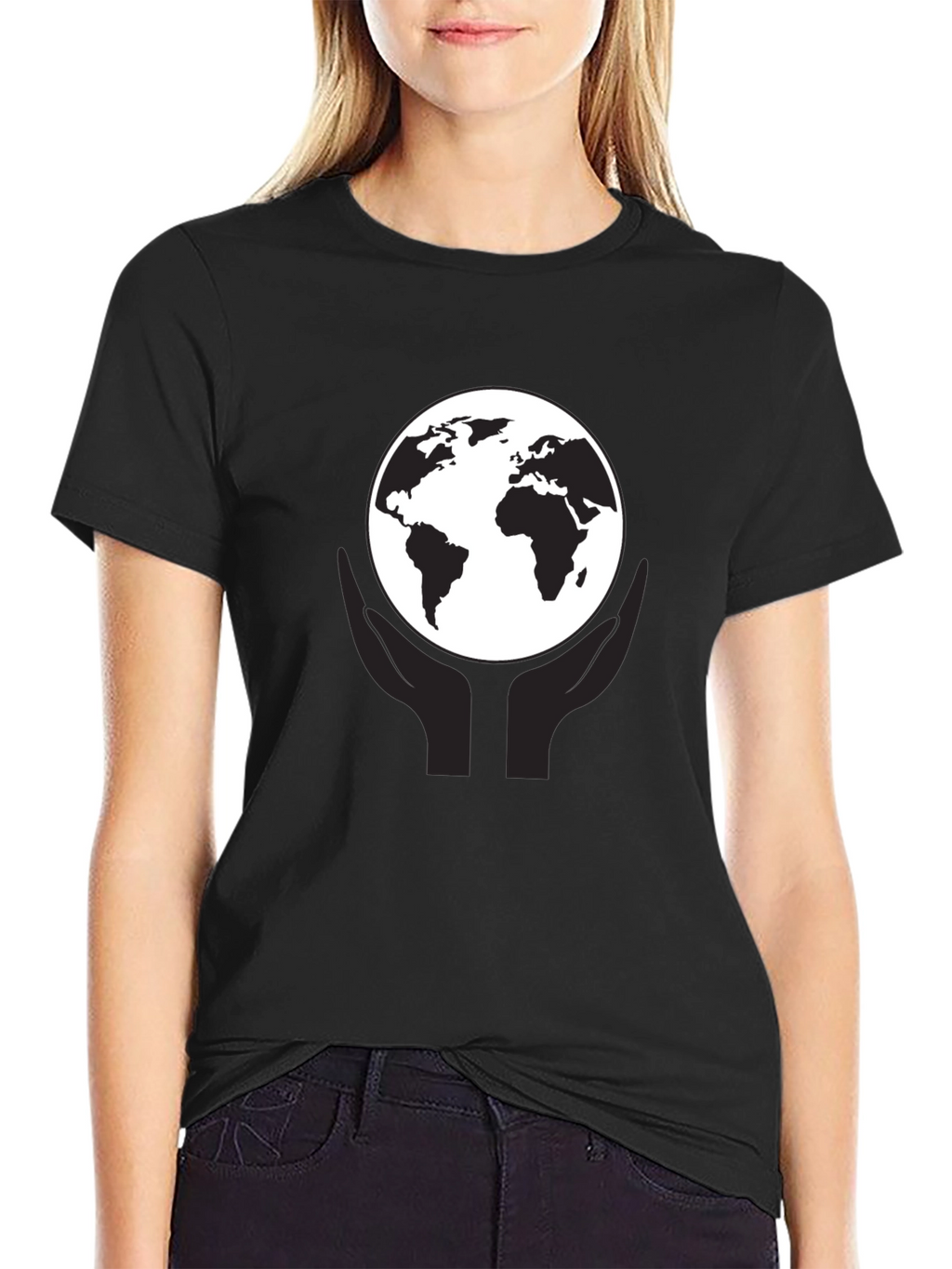 Earth In Hand Graphic Tee - Black