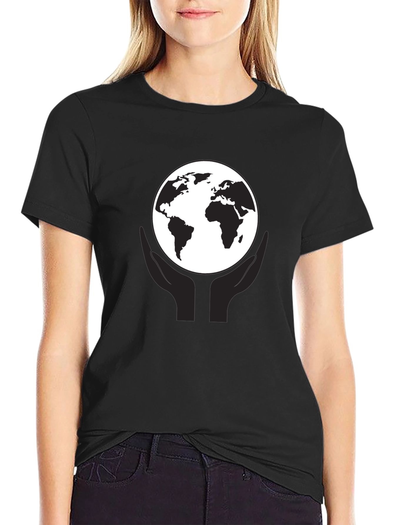 Earth In Hand Graphic Tee - Black