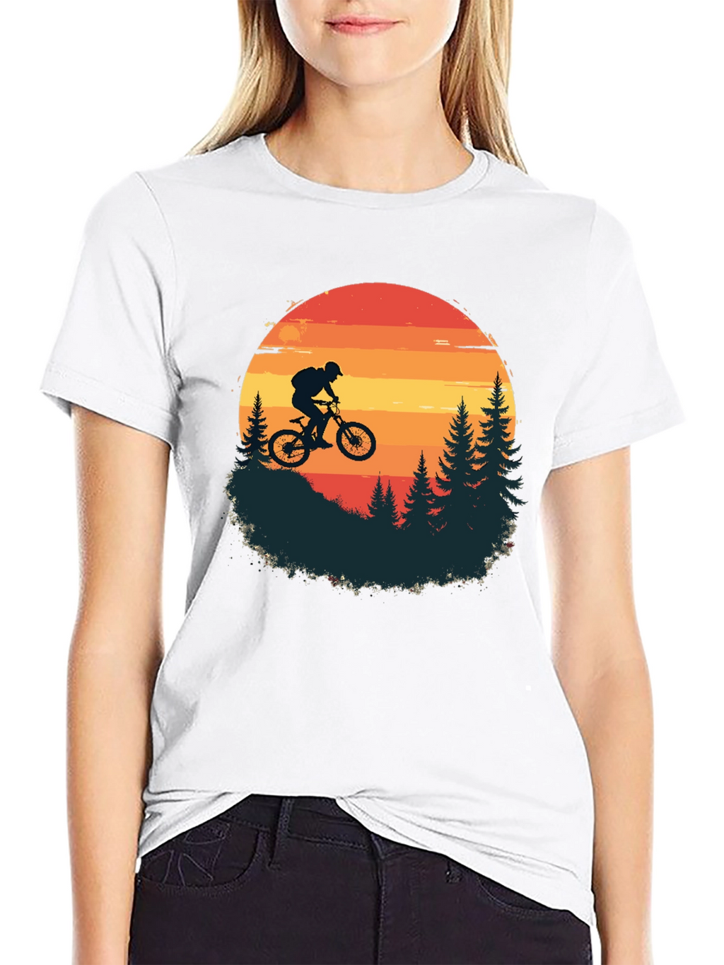 Mountain Biker Sunset T-Shirt - Adventure Awaits!