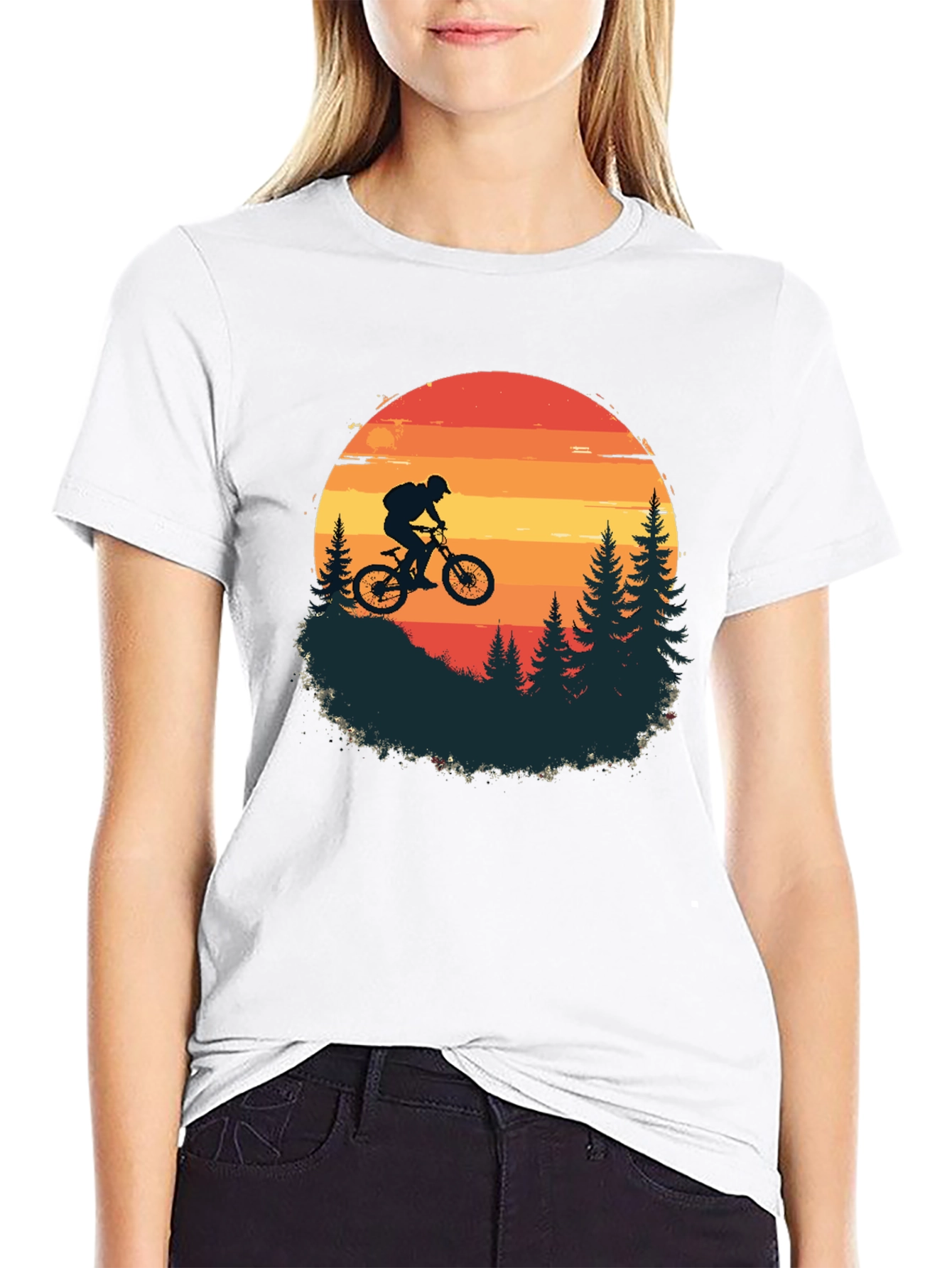 Mountain Biker Sunset T-Shirt - Adventure Awaits!