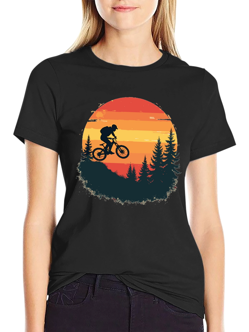 Mountain Biker Sunset T-Shirt - Adventure Awaits!