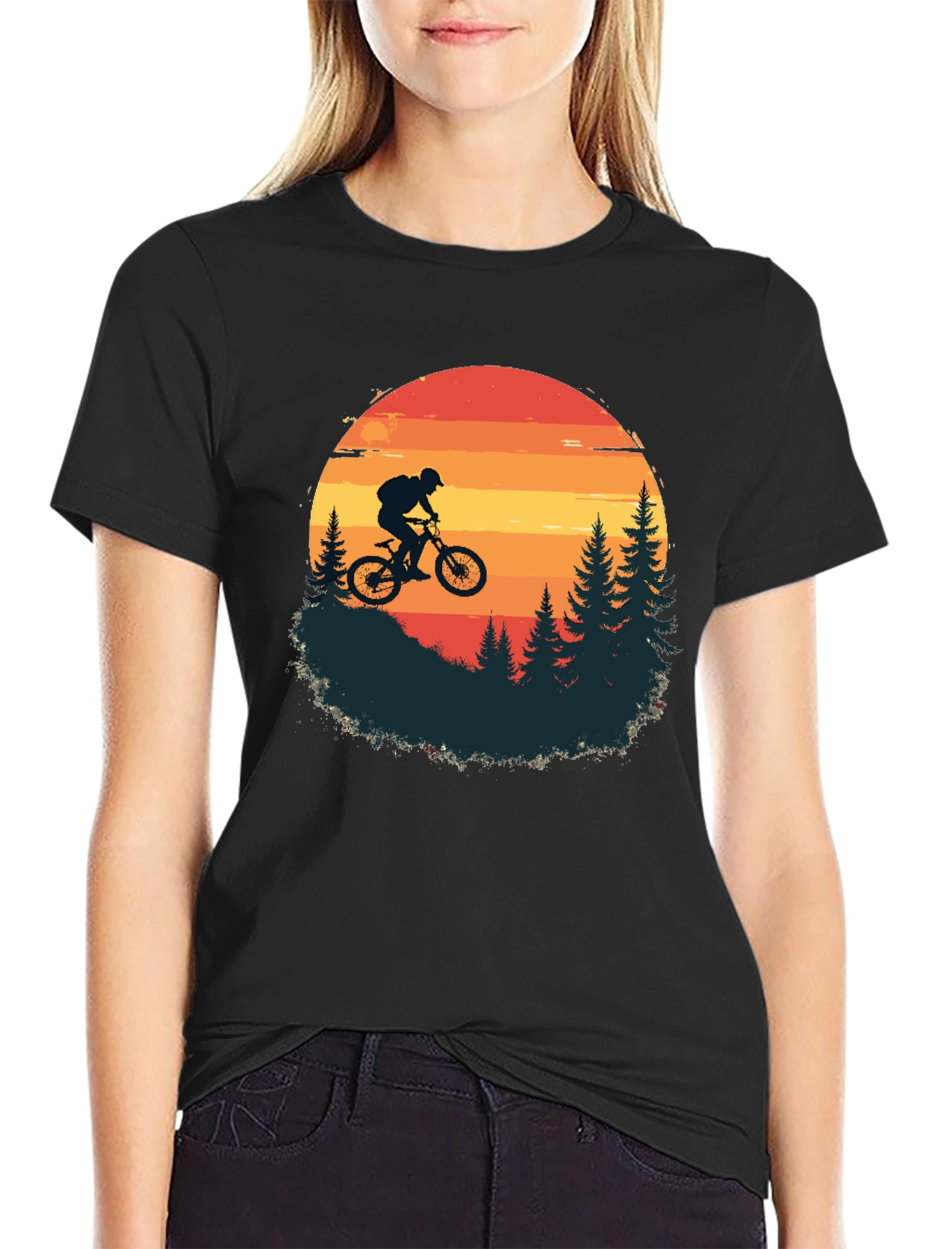 Mountain Biker Sunset T-Shirt - Adventure Awaits!