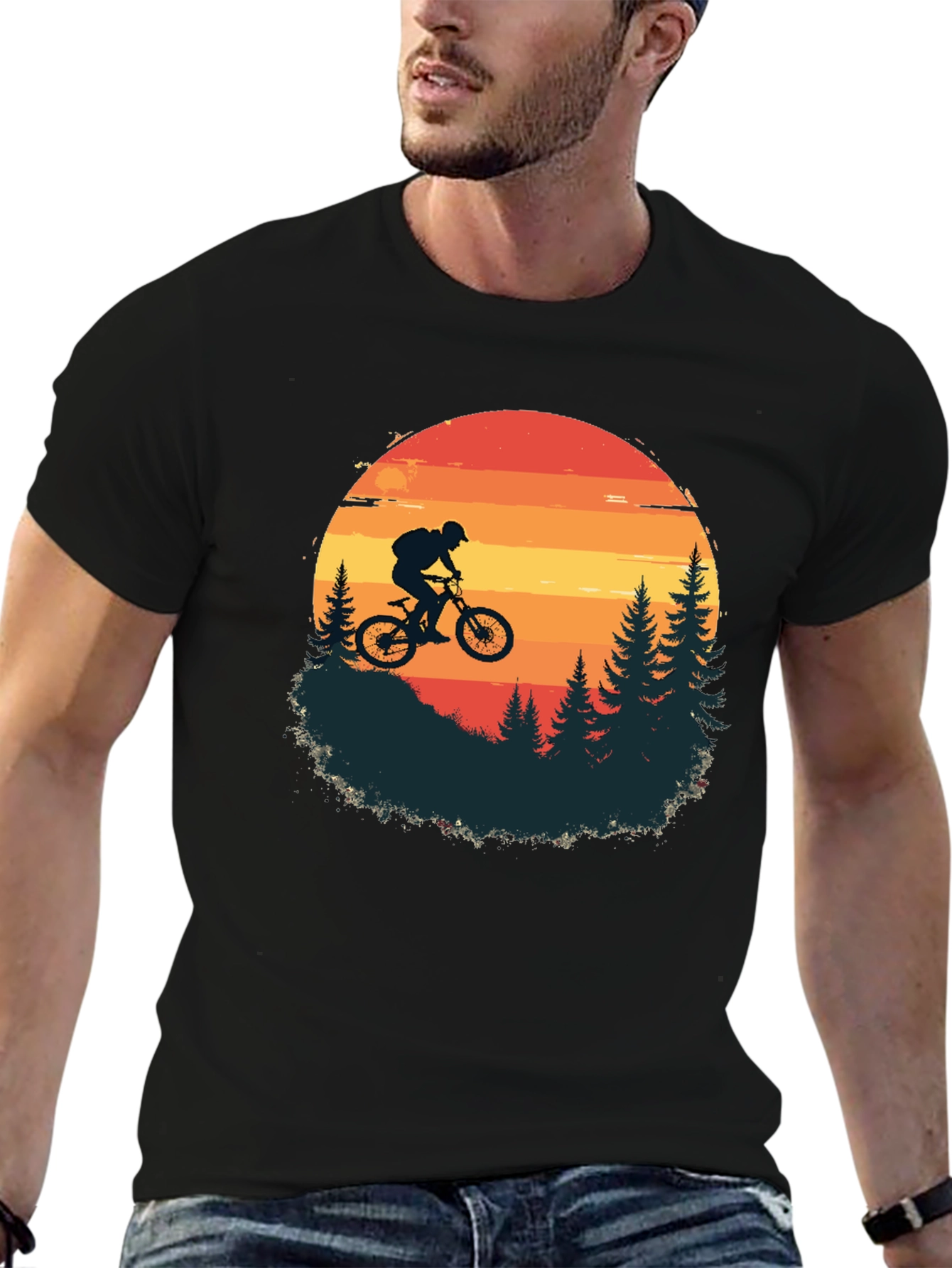 Mountain Biker Sunset T-Shirt - Adventure Awaits!