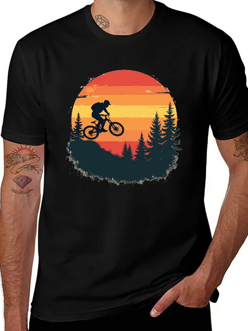 Mountain Biker Sunset T-Shirt - Adventure Awaits!