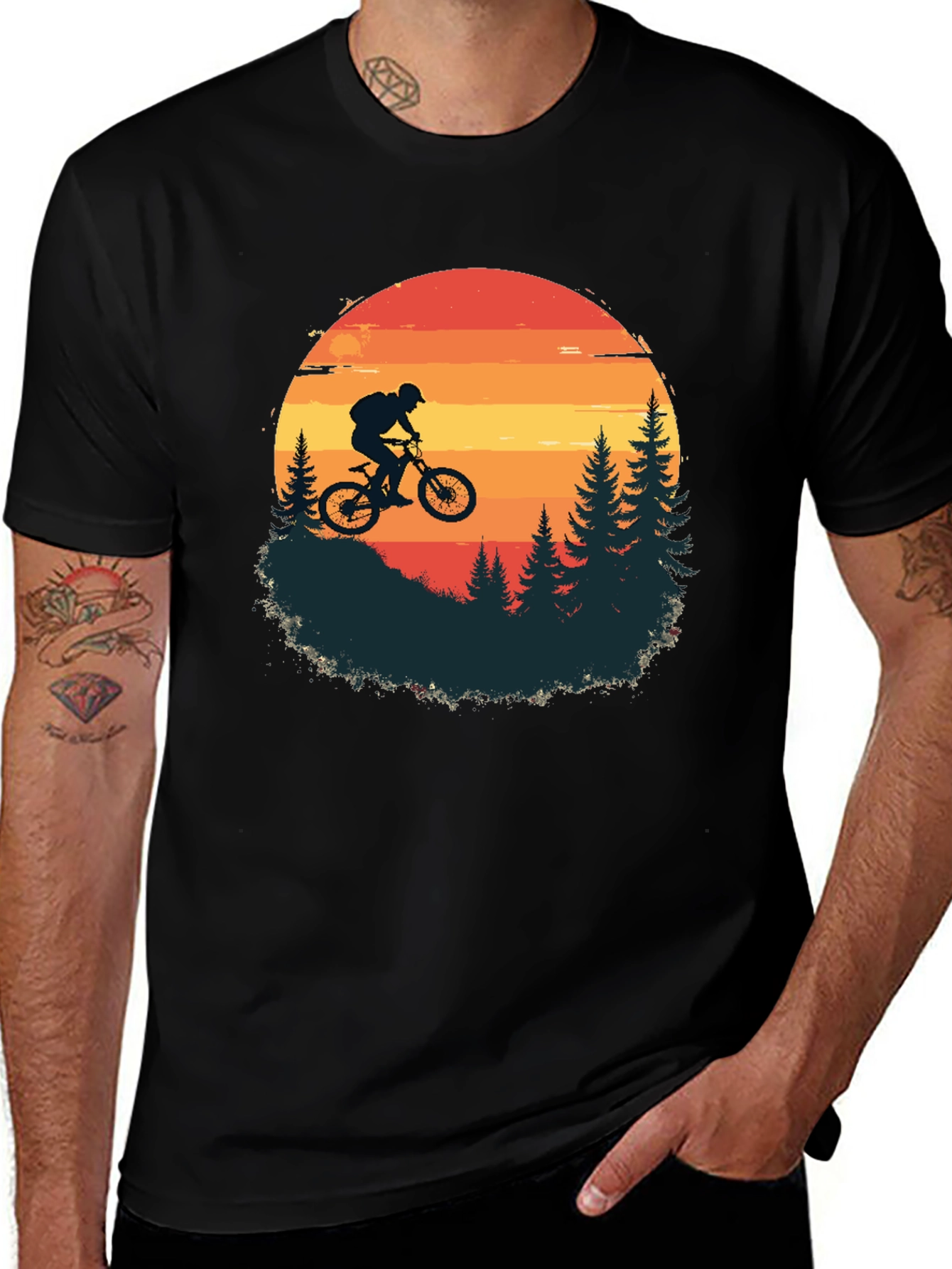 Mountain Biker Sunset T-Shirt - Adventure Awaits!