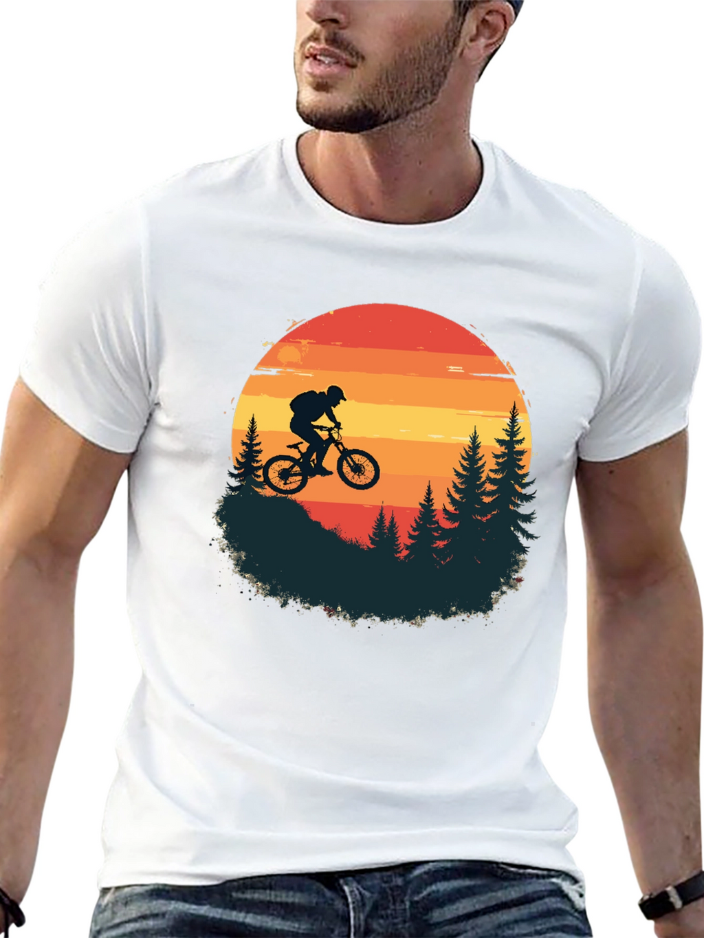 Mountain Biker Sunset T-Shirt - Adventure Awaits!